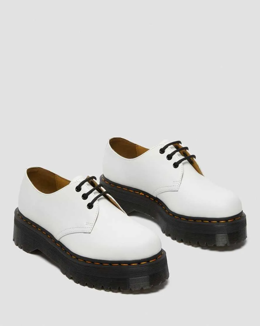 1461 White Quad Leather Platform Oxford