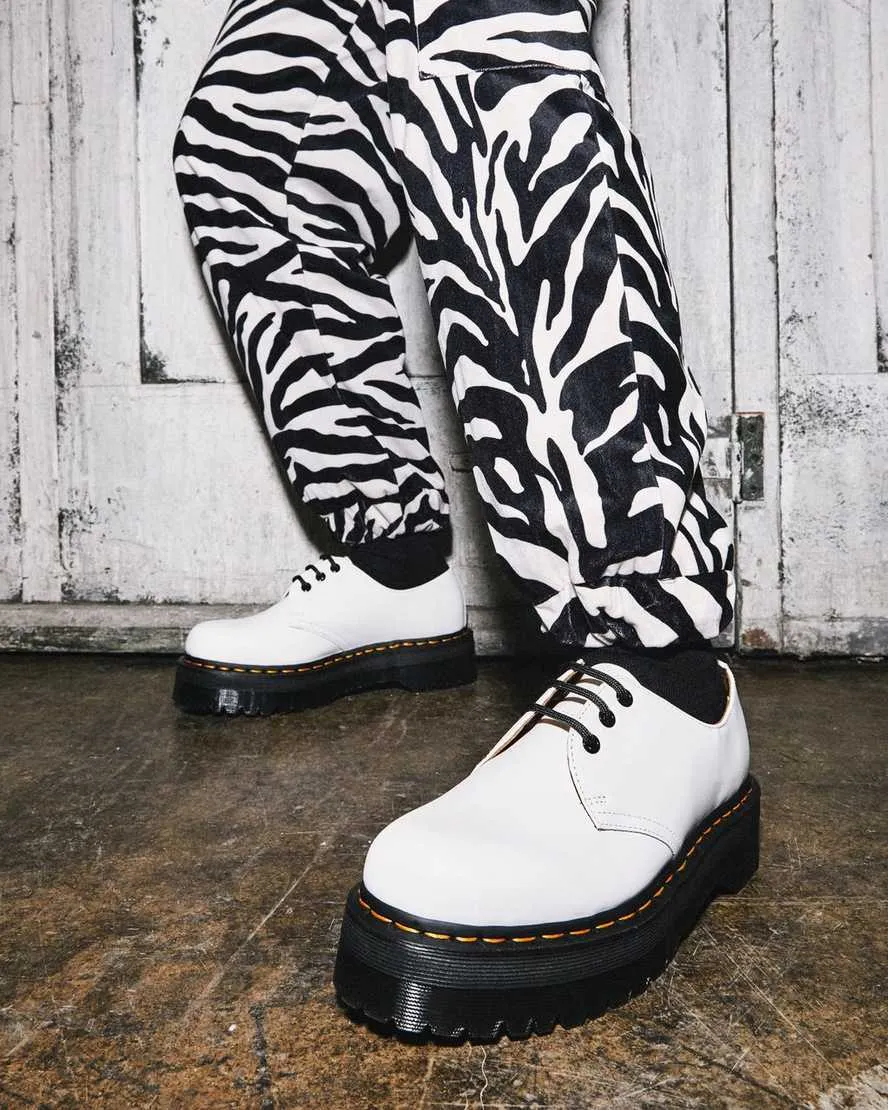 1461 White Quad Leather Platform Oxford