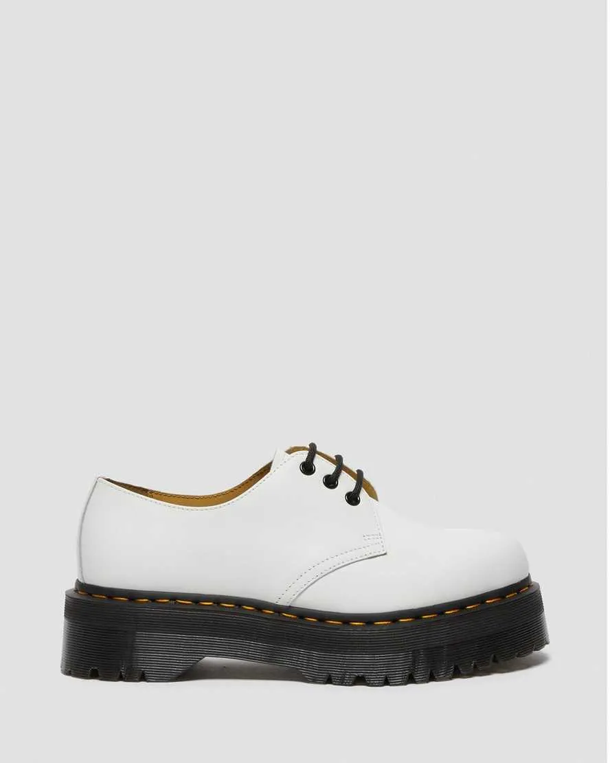 1461 White Quad Leather Platform Oxford