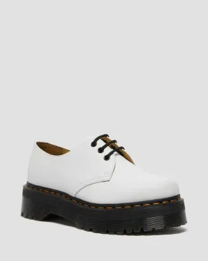 1461 White Quad Leather Platform Oxford
