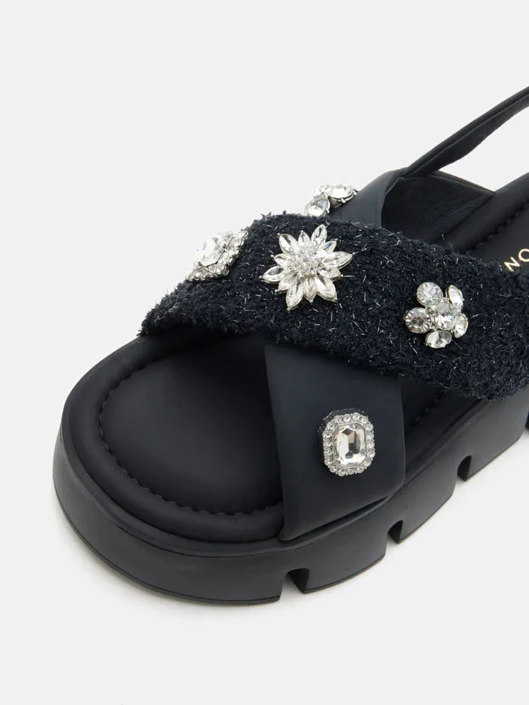 Abigail Embellished Criss-Cross Platform Sandals