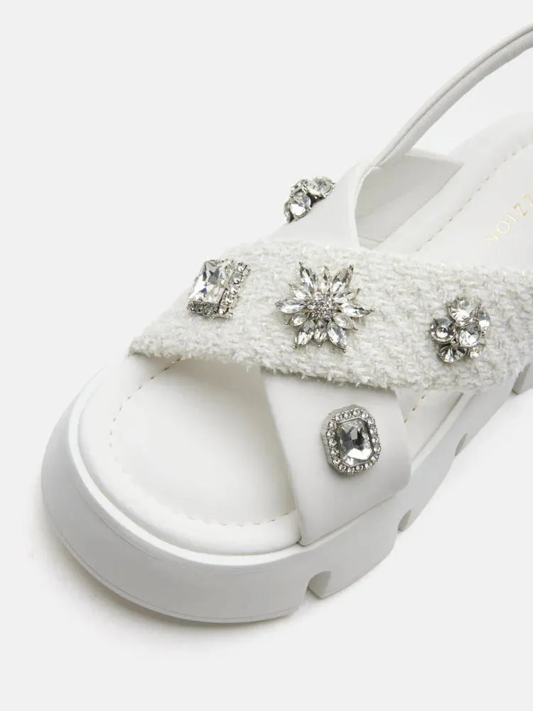 Abigail Embellished Criss-Cross Platform Sandals