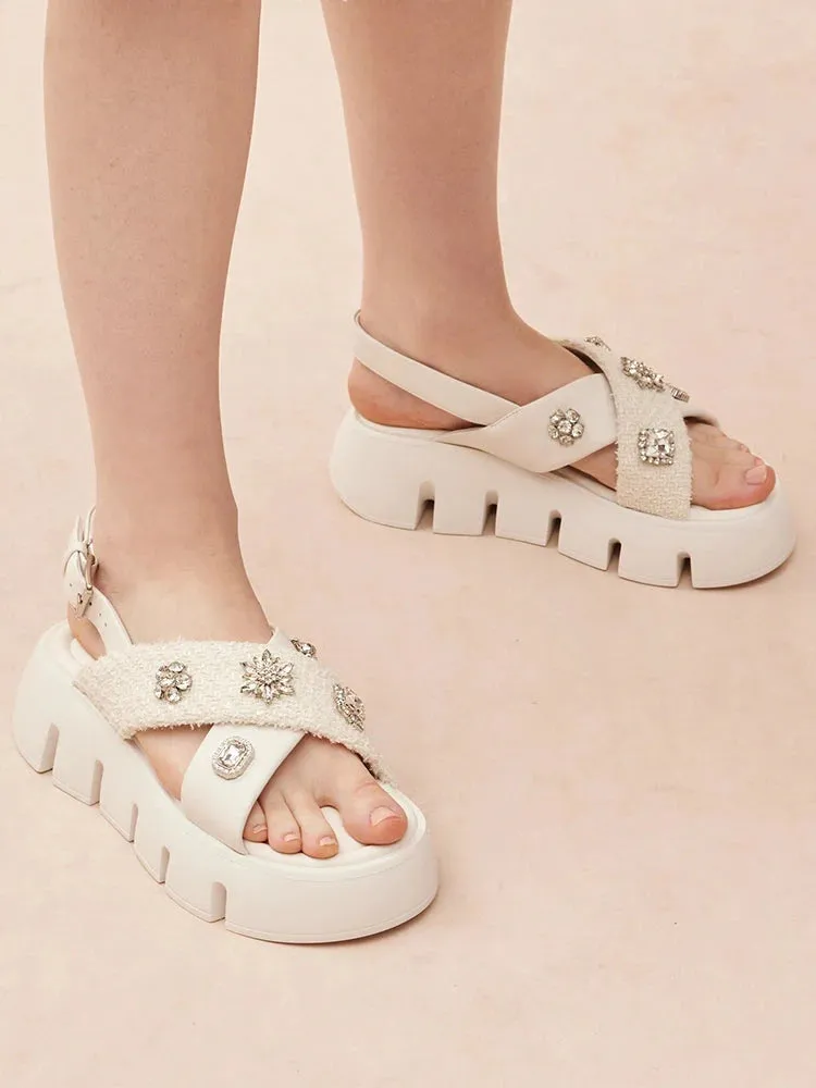 Abigail Embellished Criss-Cross Platform Sandals