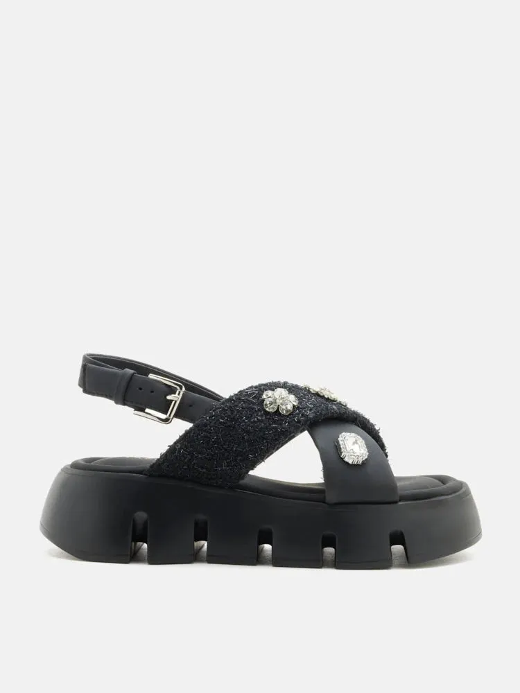 Abigail Embellished Criss-Cross Platform Sandals