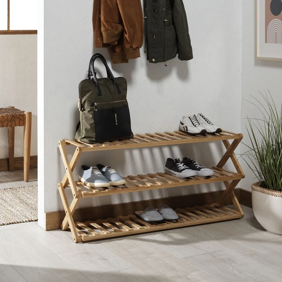 Acheta 3 Tier Bamboo Shoe Rack - Stylish, Durable Storage Solution for Home Entryway & Closet