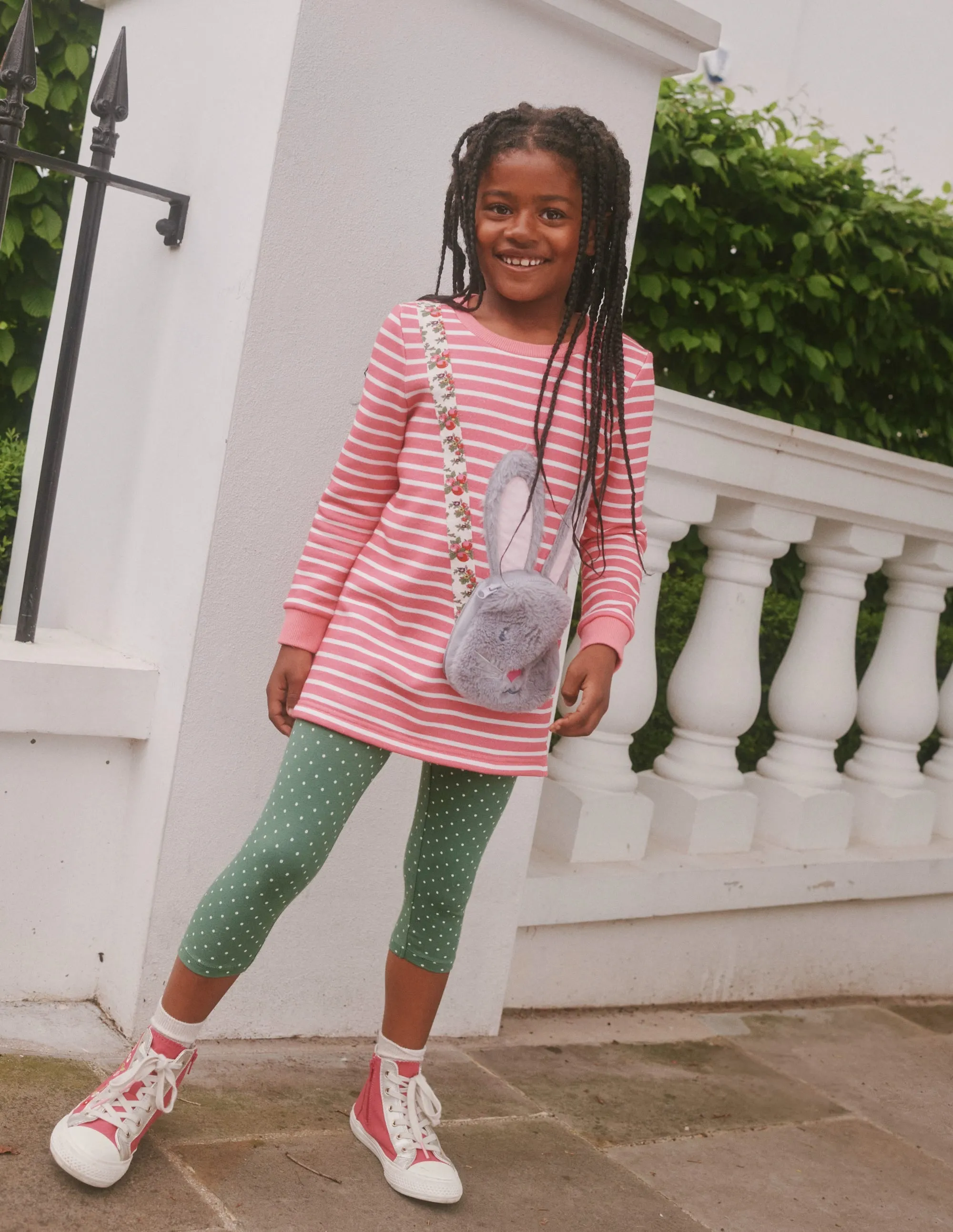 Appliqué Pocket Tunic-Cosmos Pink/Ivory Stripe