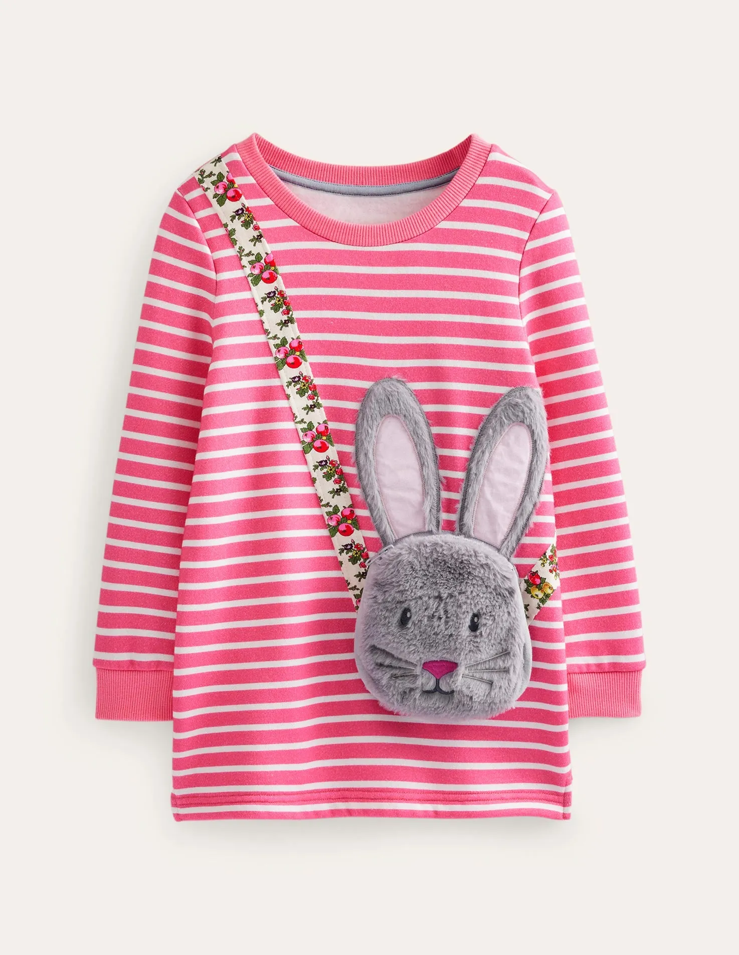 Appliqué Pocket Tunic-Cosmos Pink/Ivory Stripe