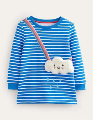 Appliqué Pocket Tunic-Delft Blue/Ivory Cloud