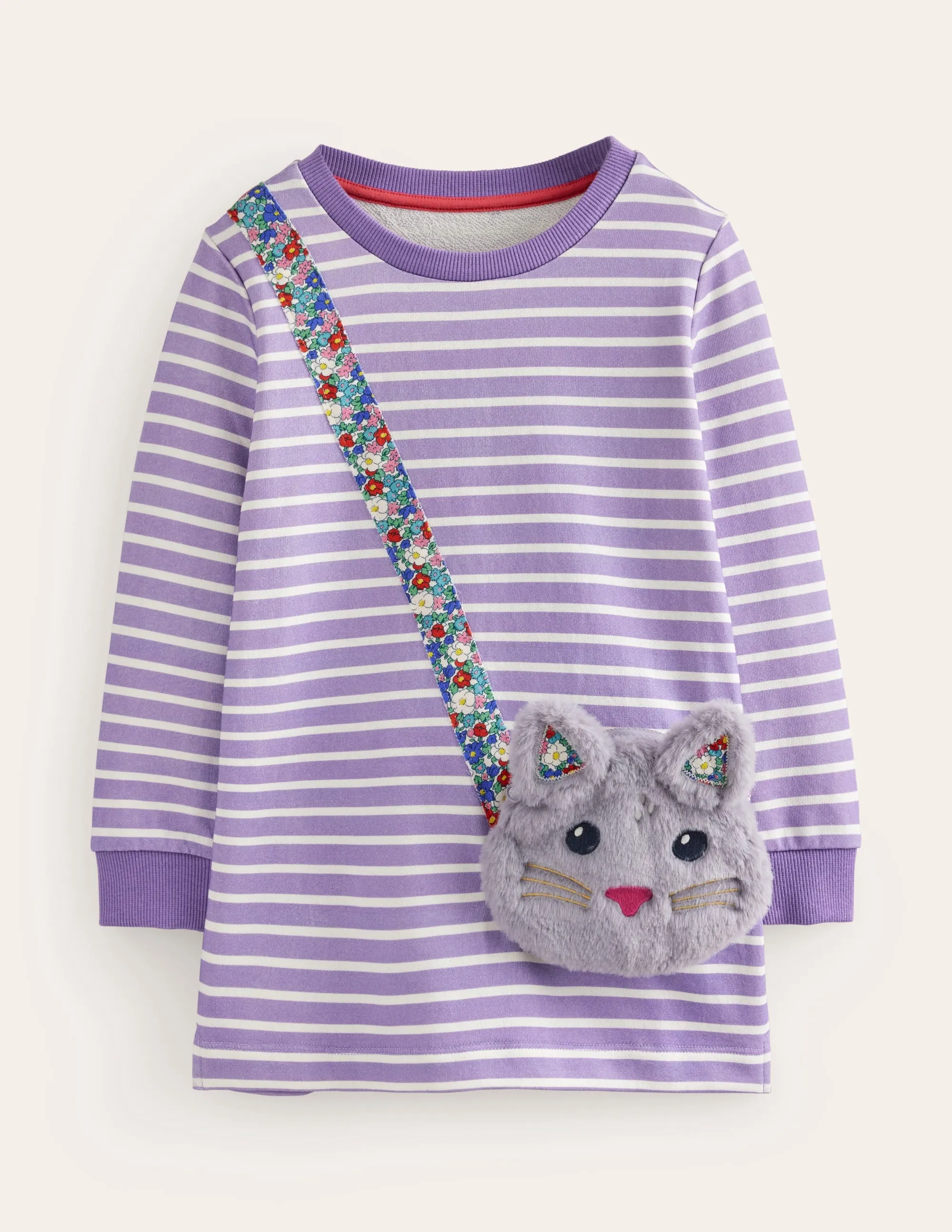 Appliqué Pocket Tunic-Parma Violet/Ivory