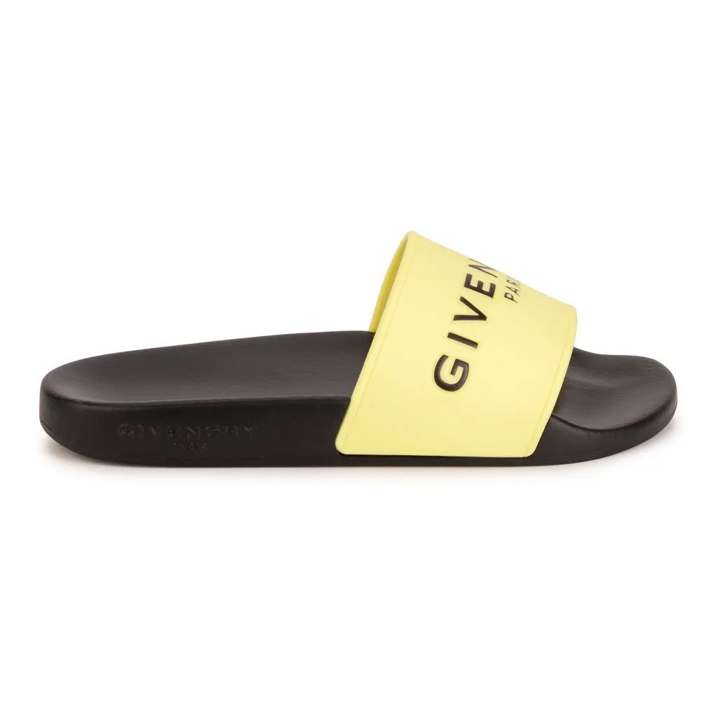 Black & Yellow Logo Slippers