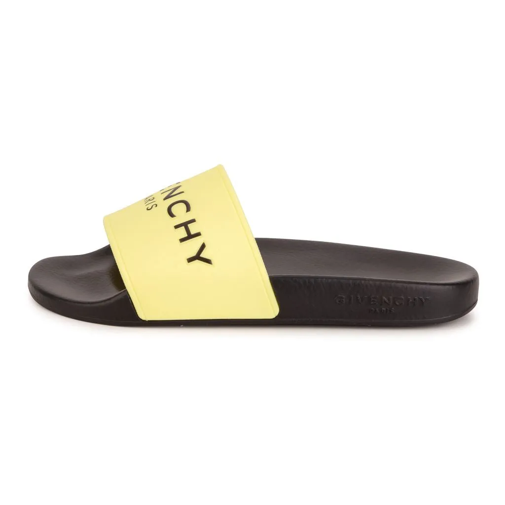 Black & Yellow Logo Slippers