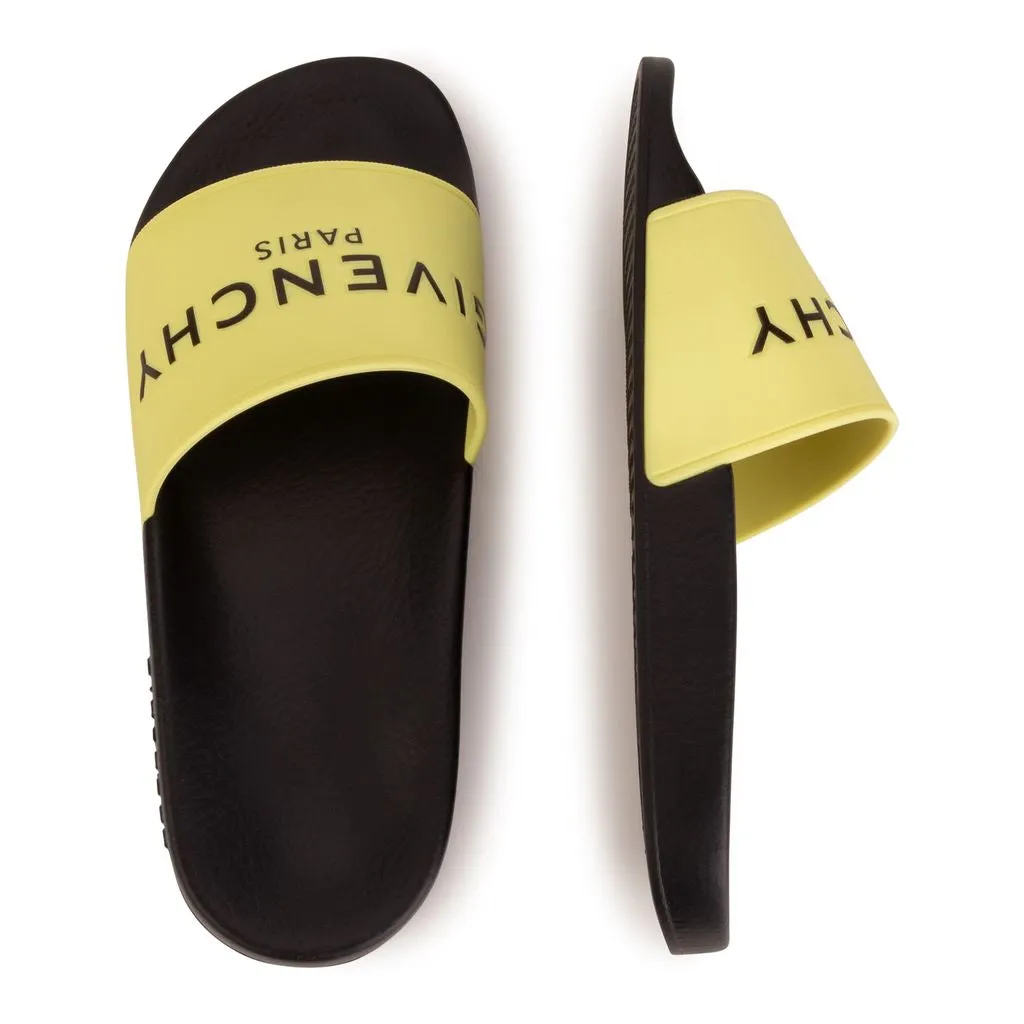Black & Yellow Logo Slippers