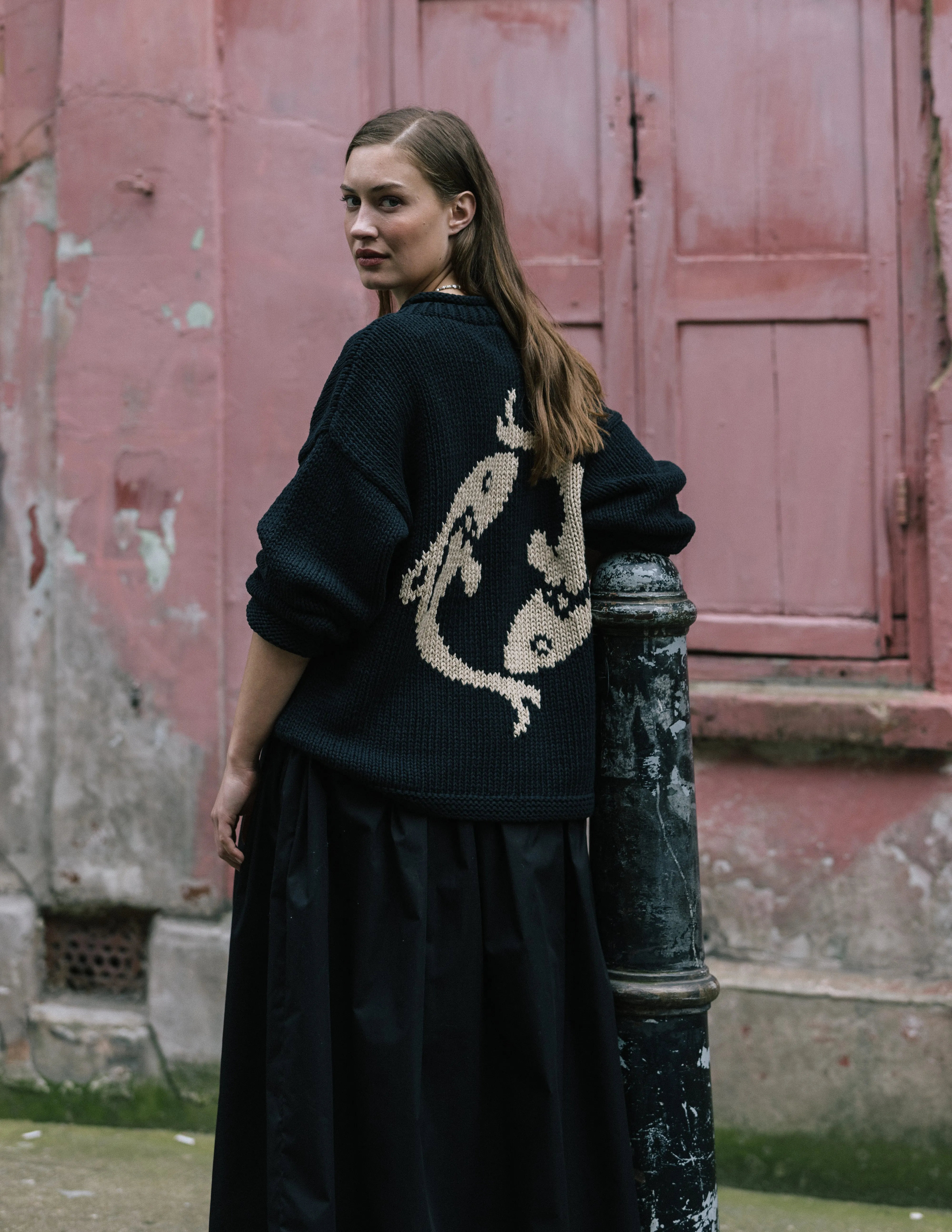 Black Cotton Tina Skirt by Elwin