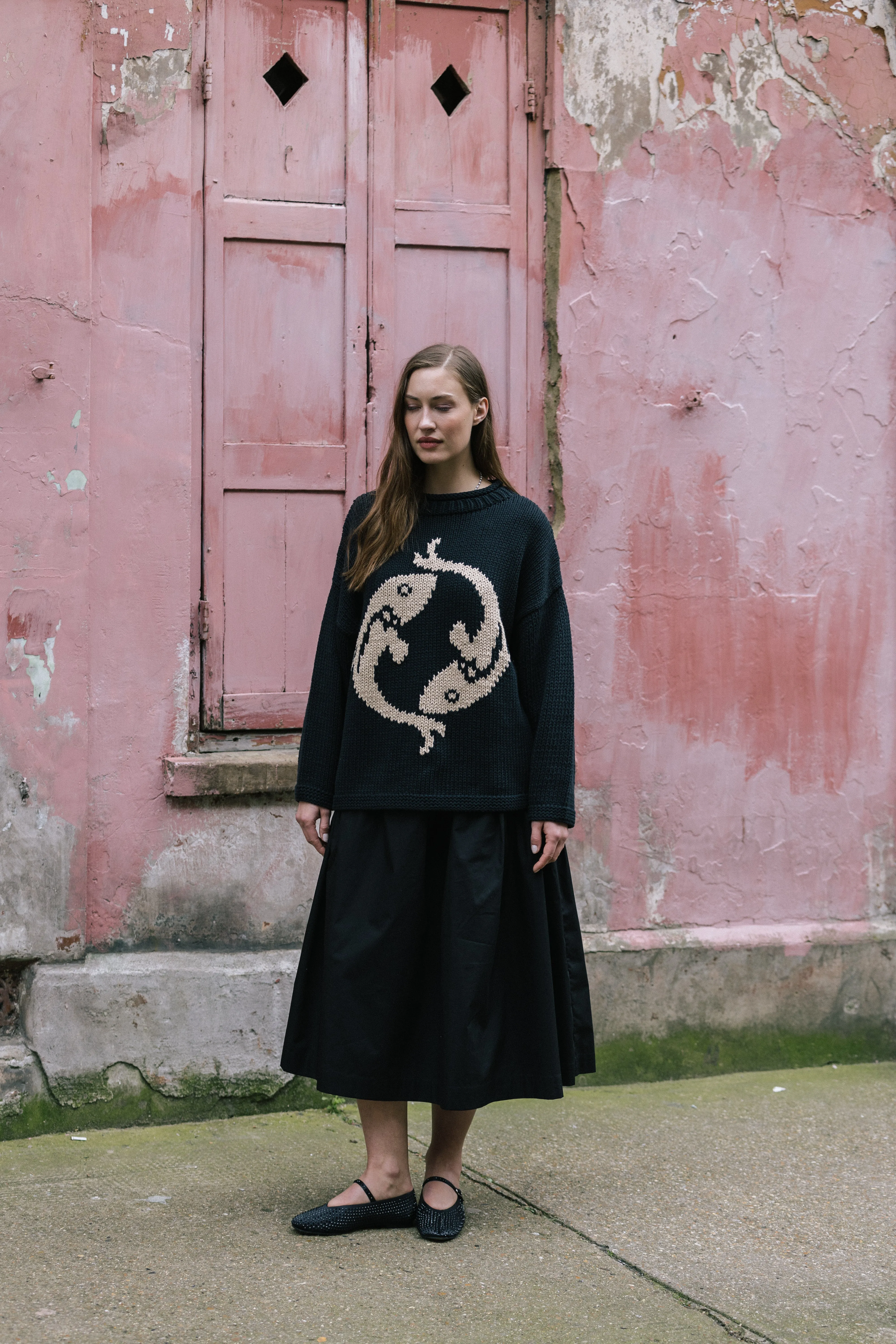 Black Cotton Tina Skirt by Elwin