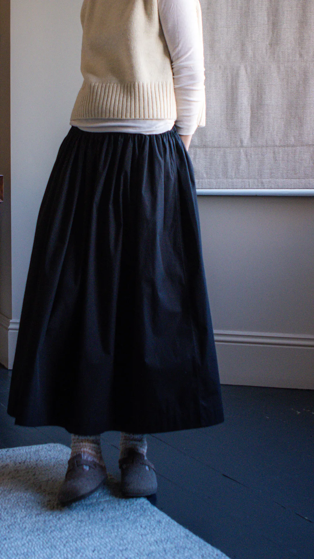 Black Cotton Tina Skirt by Elwin