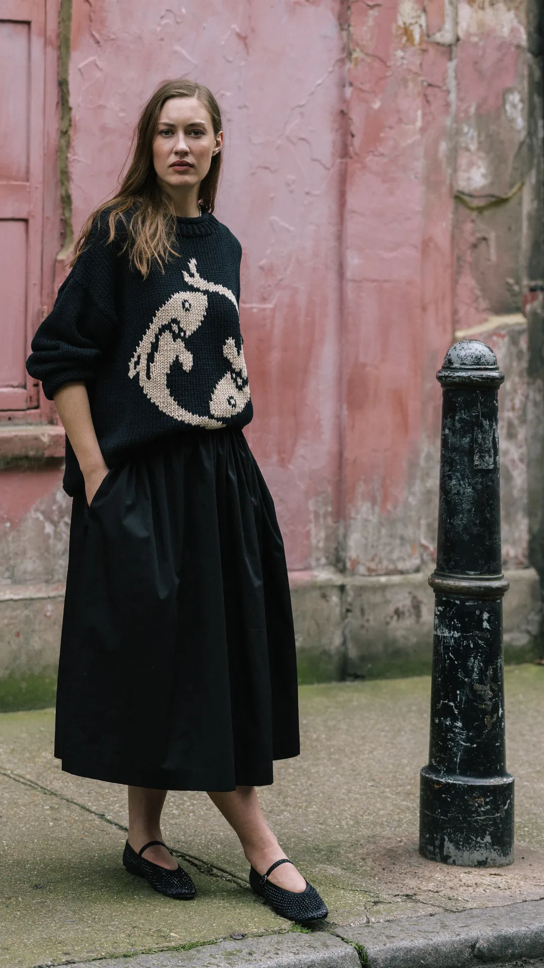 Black Cotton Tina Skirt by Elwin