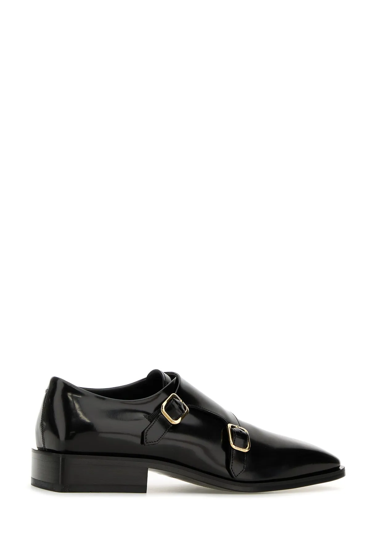 Black leather Caracas monk strap shoes