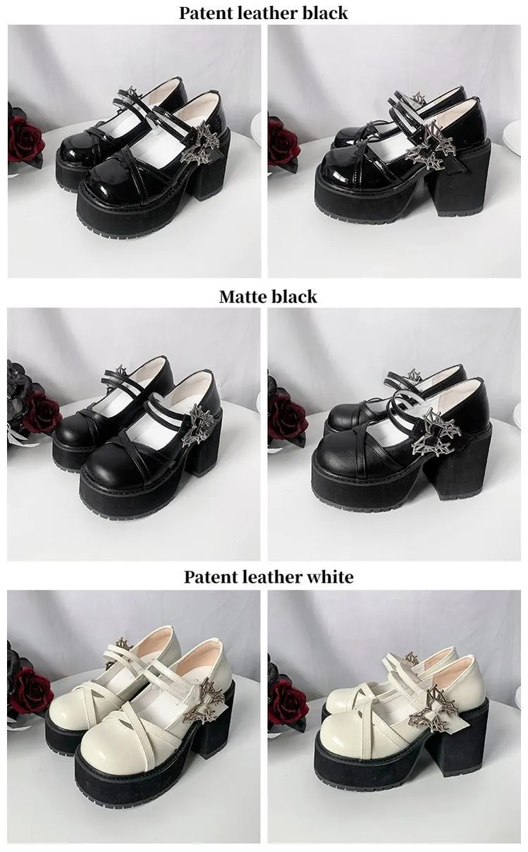 Black White Platform Shoes Mary Jane Shoes