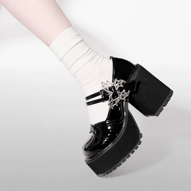 Black White Platform Shoes Mary Jane Shoes