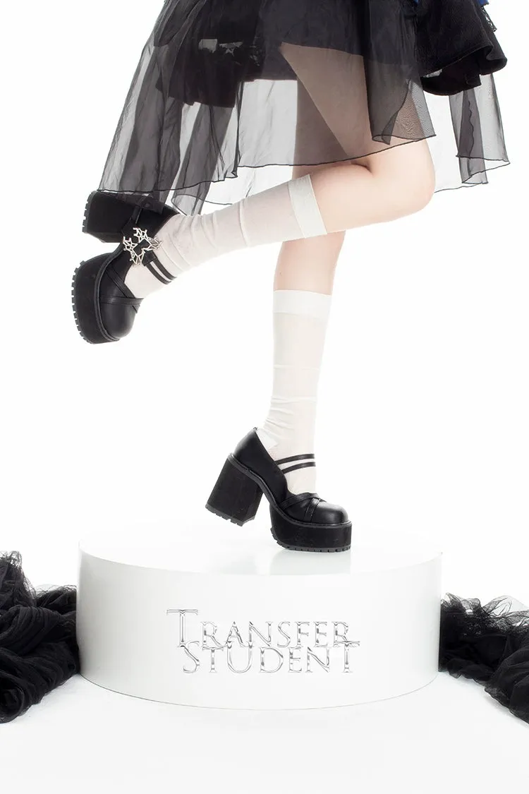 Black White Platform Shoes Mary Jane Shoes
