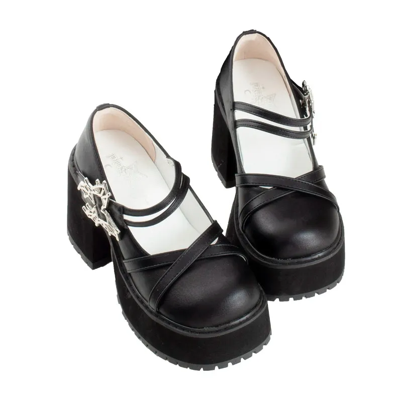 Black White Platform Shoes Mary Jane Shoes