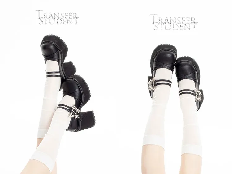 Black White Platform Shoes Mary Jane Shoes