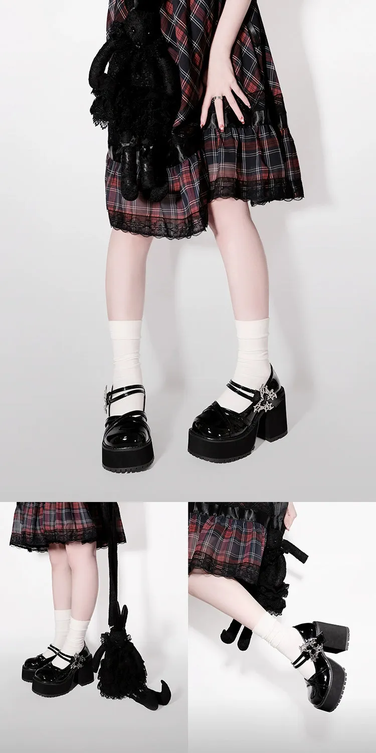 Black White Platform Shoes Mary Jane Shoes
