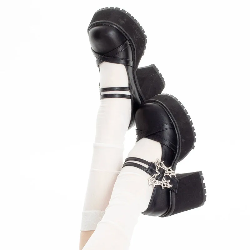 Black White Platform Shoes Mary Jane Shoes