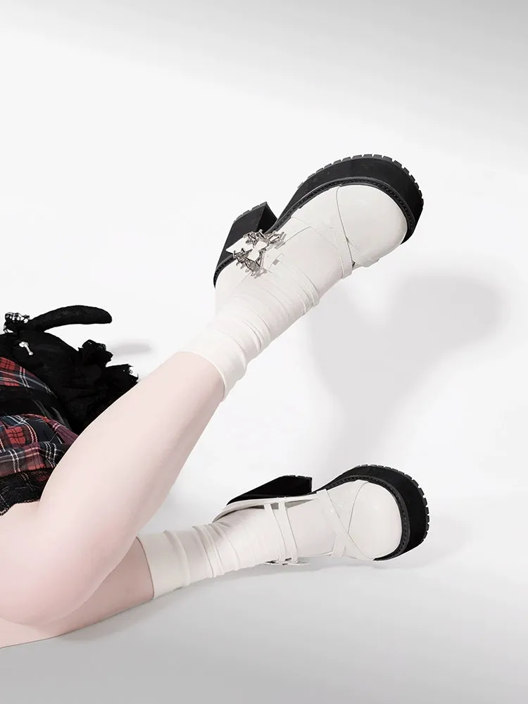 Black White Platform Shoes Mary Jane Shoes