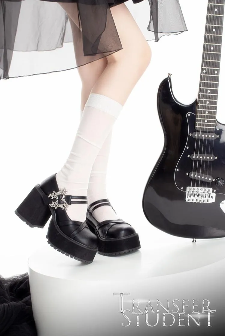 Black White Platform Shoes Mary Jane Shoes