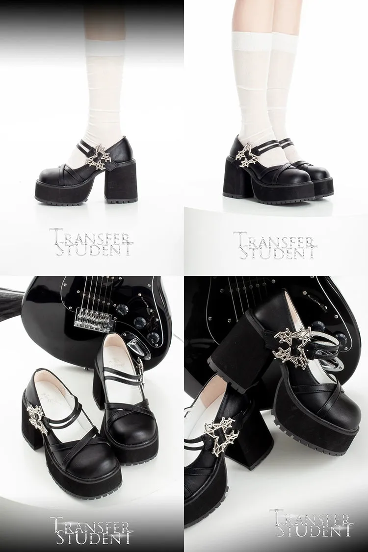 Black White Platform Shoes Mary Jane Shoes