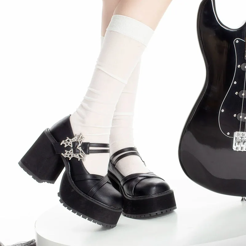 Black White Platform Shoes Mary Jane Shoes