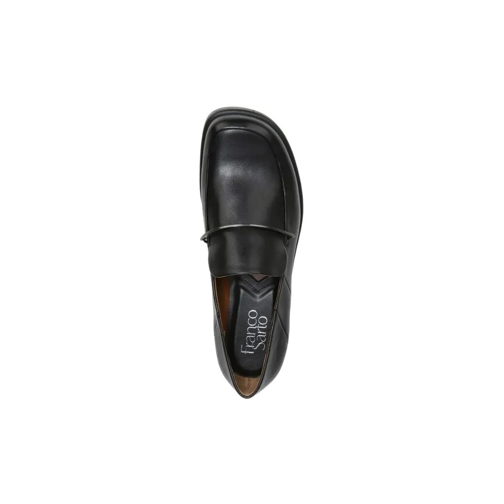 Bocca Bling Black Leather Franco Sarto Loafer Flats