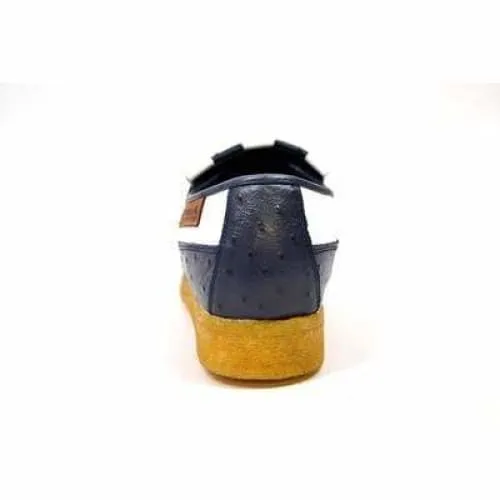 British Walkers Apollo Custom Made Men's Navy and White Ostrich Leather Slip On