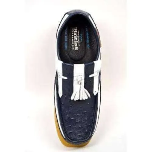 British Walkers Apollo Custom Made Men's Navy and White Ostrich Leather Slip On