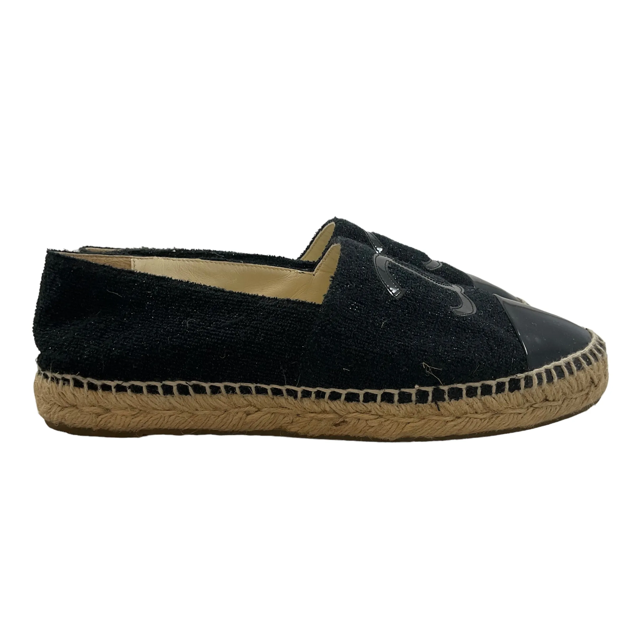 Chanel Monochromatic Tweed Espadrille Flats. Size 38