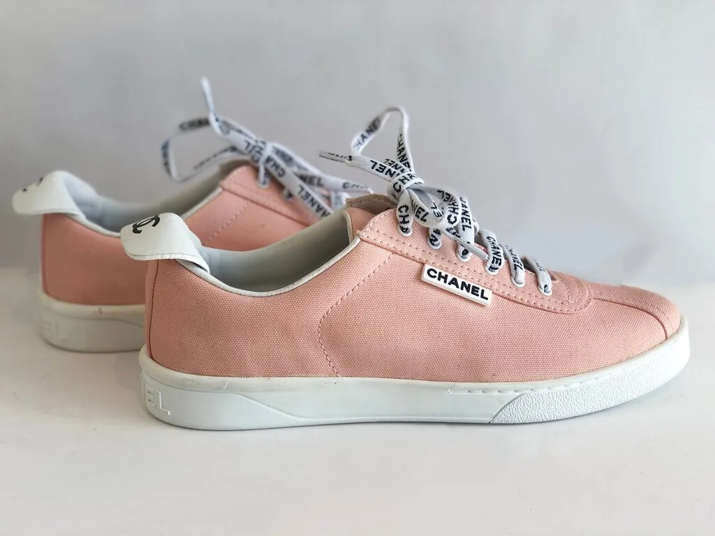 Chanel Weekender Canvas Lace Up Sneakers