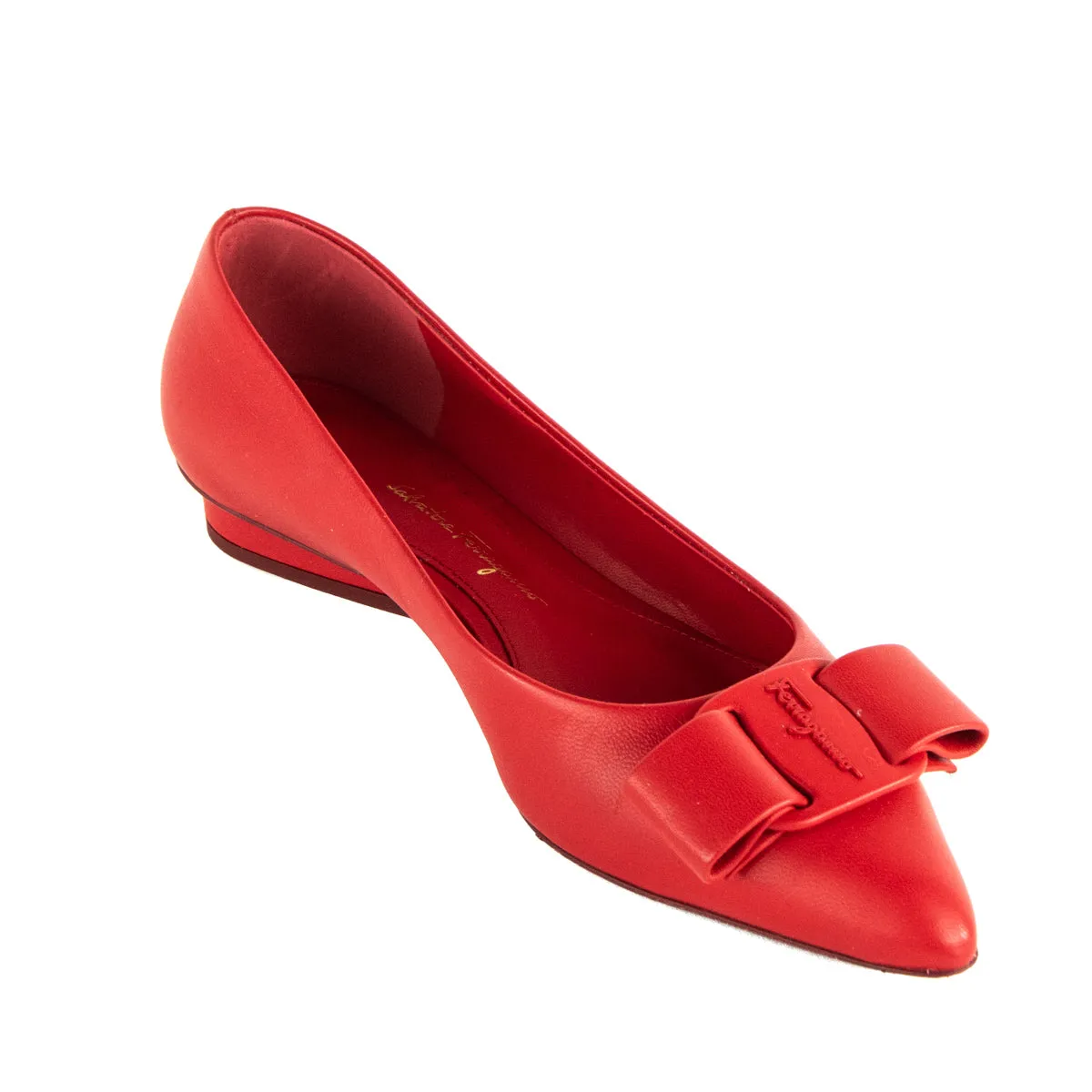 Ferragamo Red Viva Bow Ballet Flats Size US 5.5