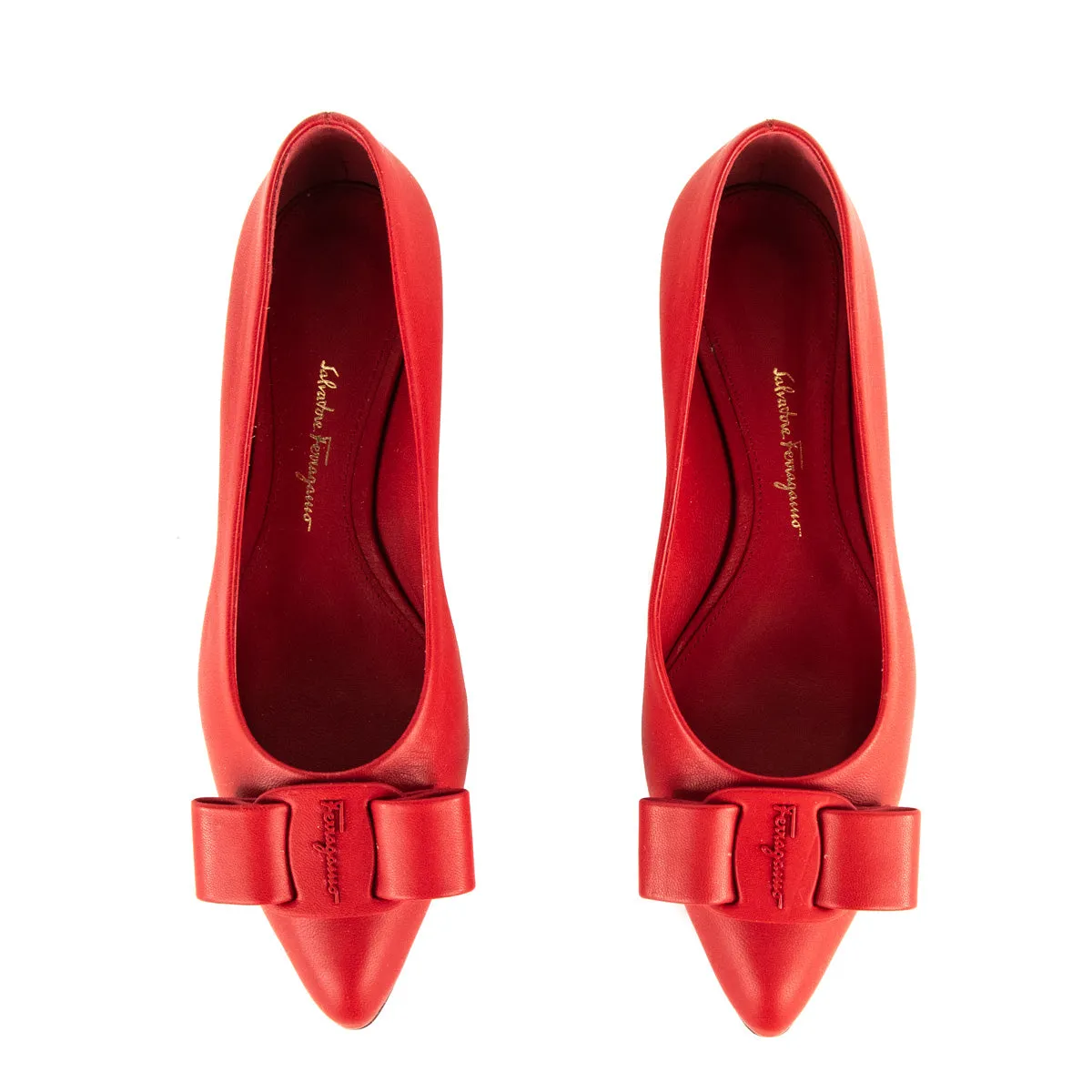 Ferragamo Red Viva Bow Ballet Flats Size US 5.5