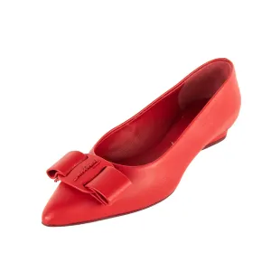Ferragamo Red Viva Bow Ballet Flats Size US 5.5