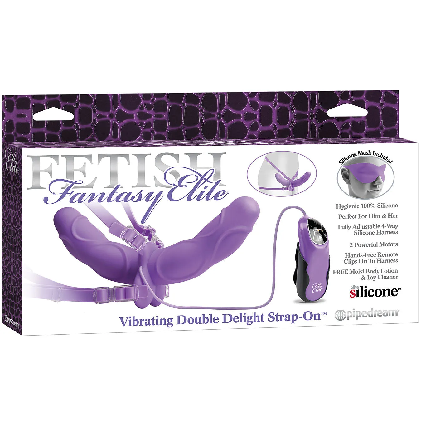 Fetish Fantasy Elite Vibrating Double Delight Strap-On - Purple