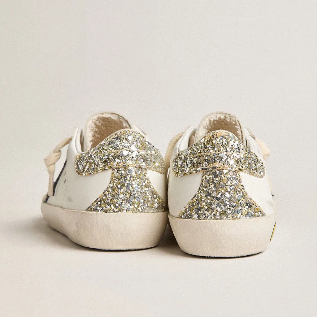 Golden Goose Super Star Leather and Glitter Star Sneakers