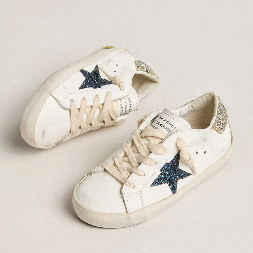 Golden Goose Super Star Leather and Glitter Star Sneakers