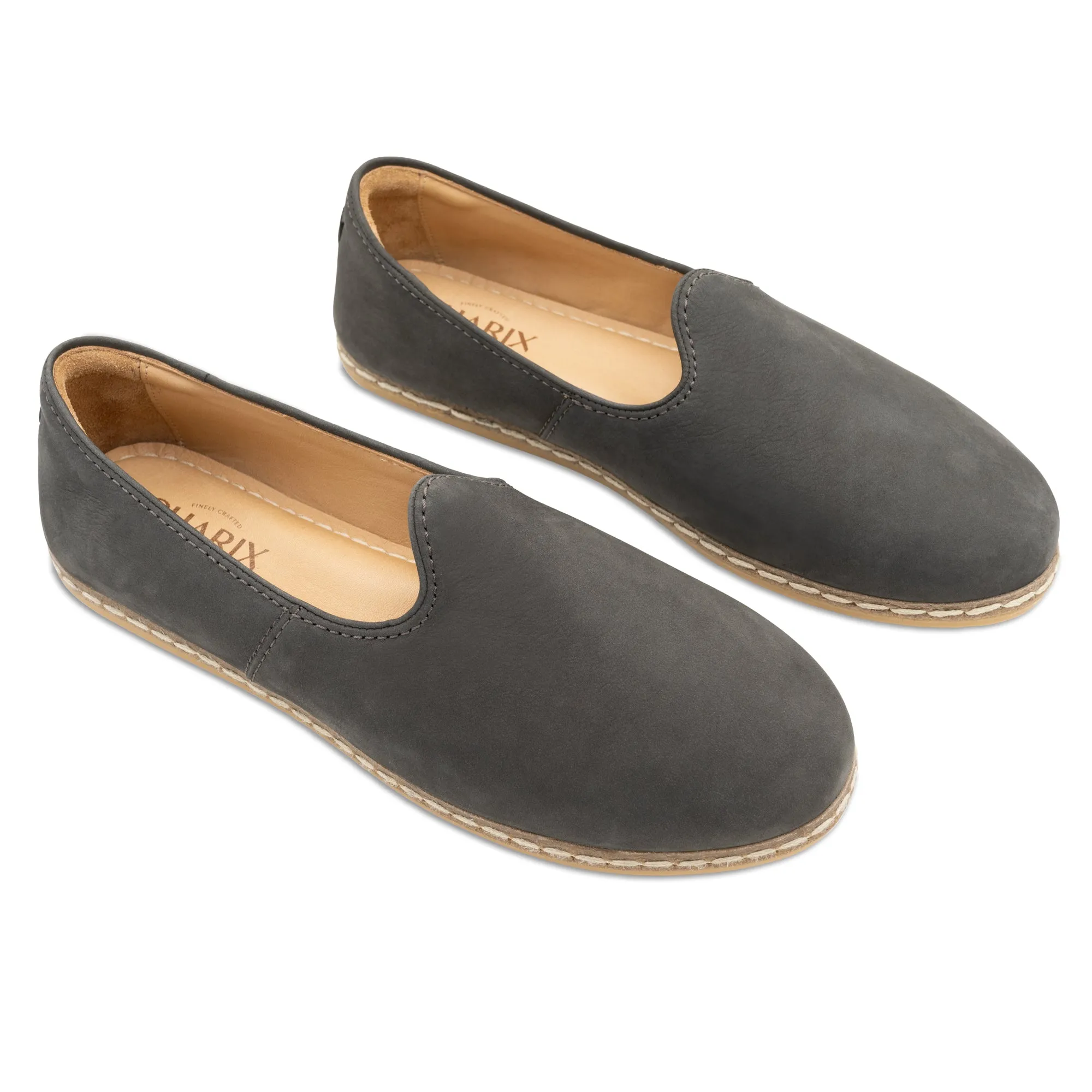 Graphite Nubuck Slip Ons for Men
