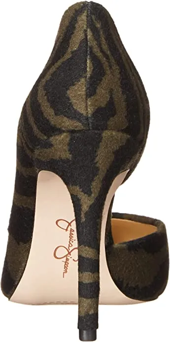 Jessica Simpson Prizma Uniform Green Pointed Toe Slip On Stiletto D'orsay Pumps