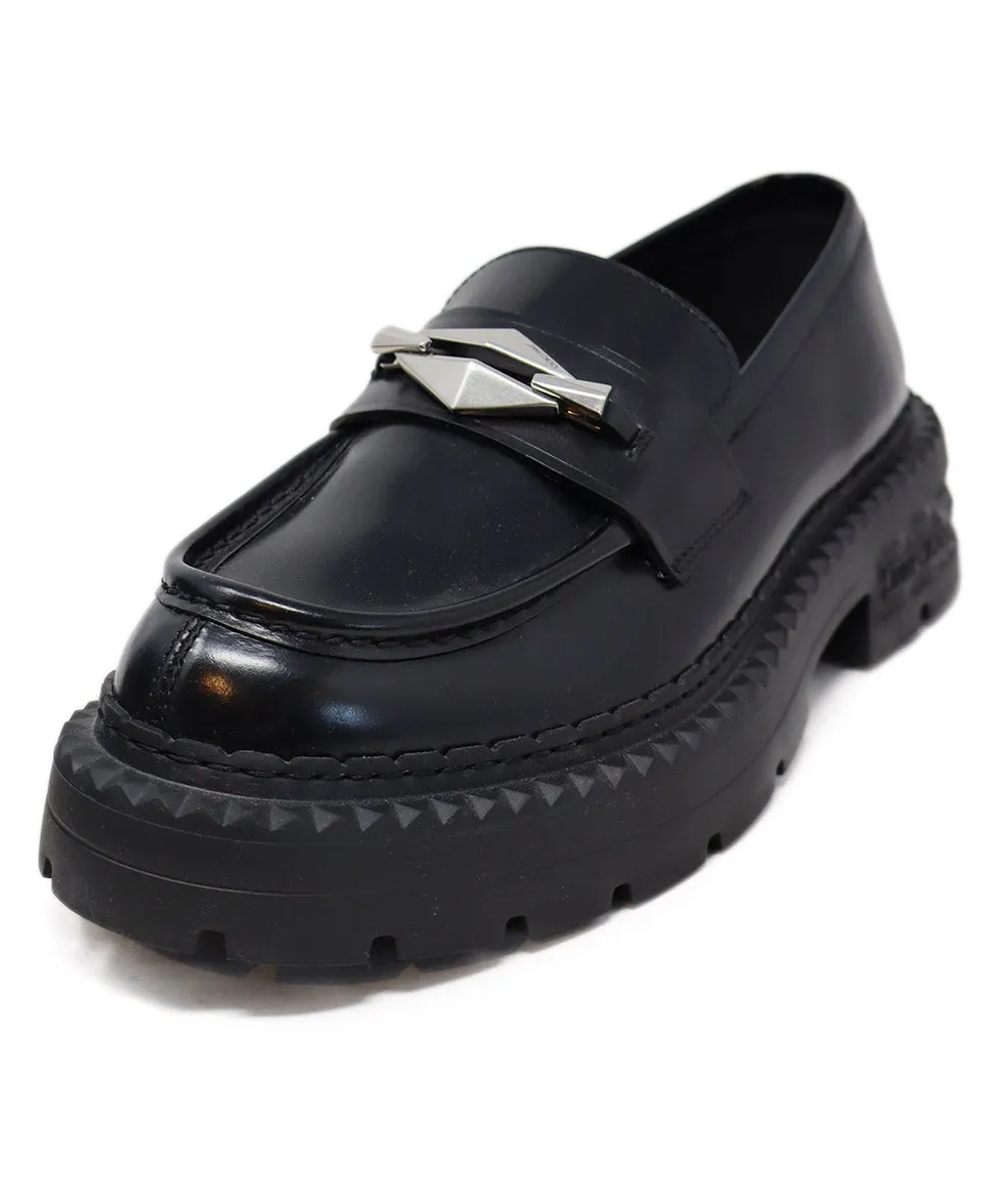 Jimmy Choo Black Leather Platform Loafers sz 9