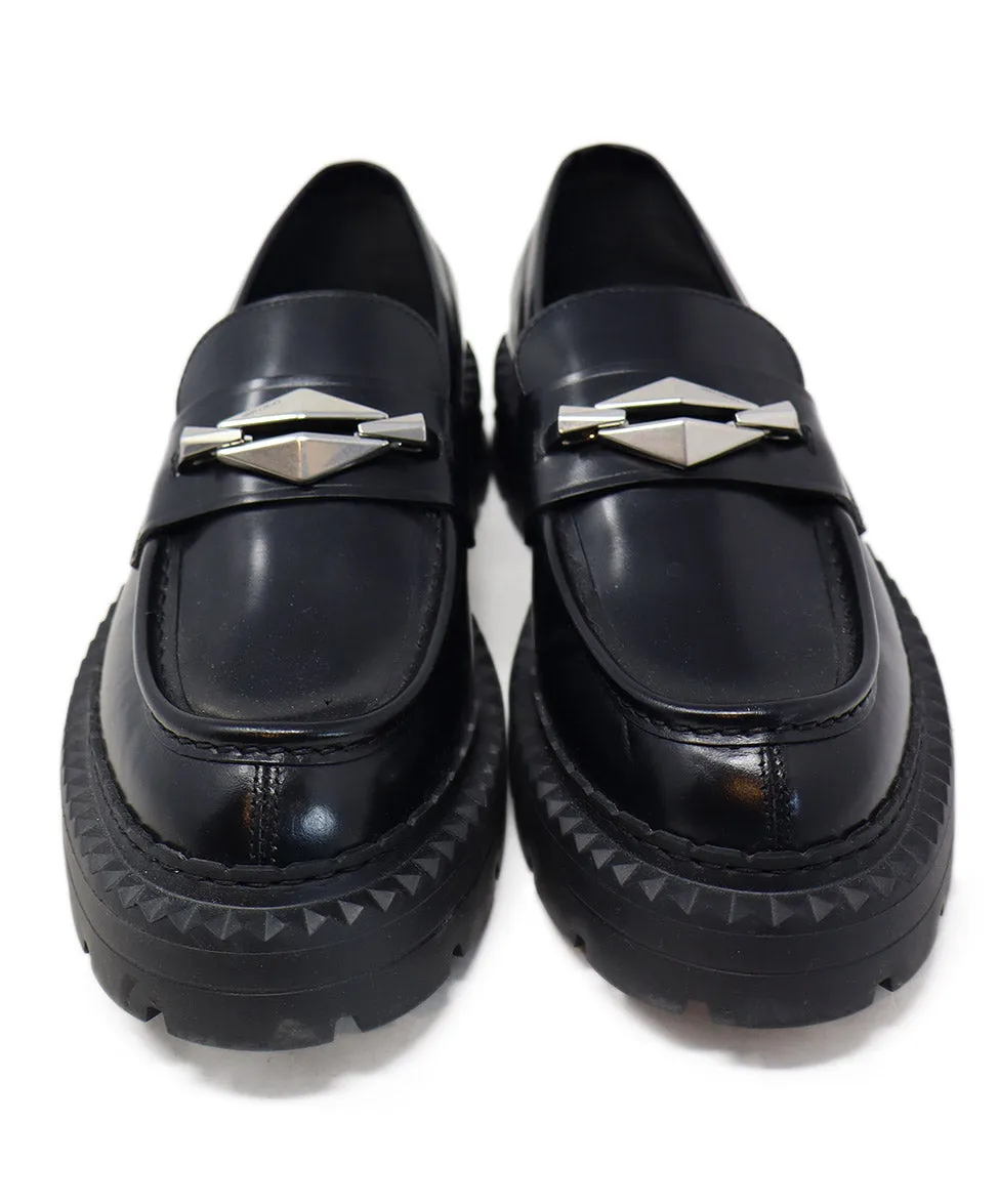 Jimmy Choo Black Leather Platform Loafers sz 9
