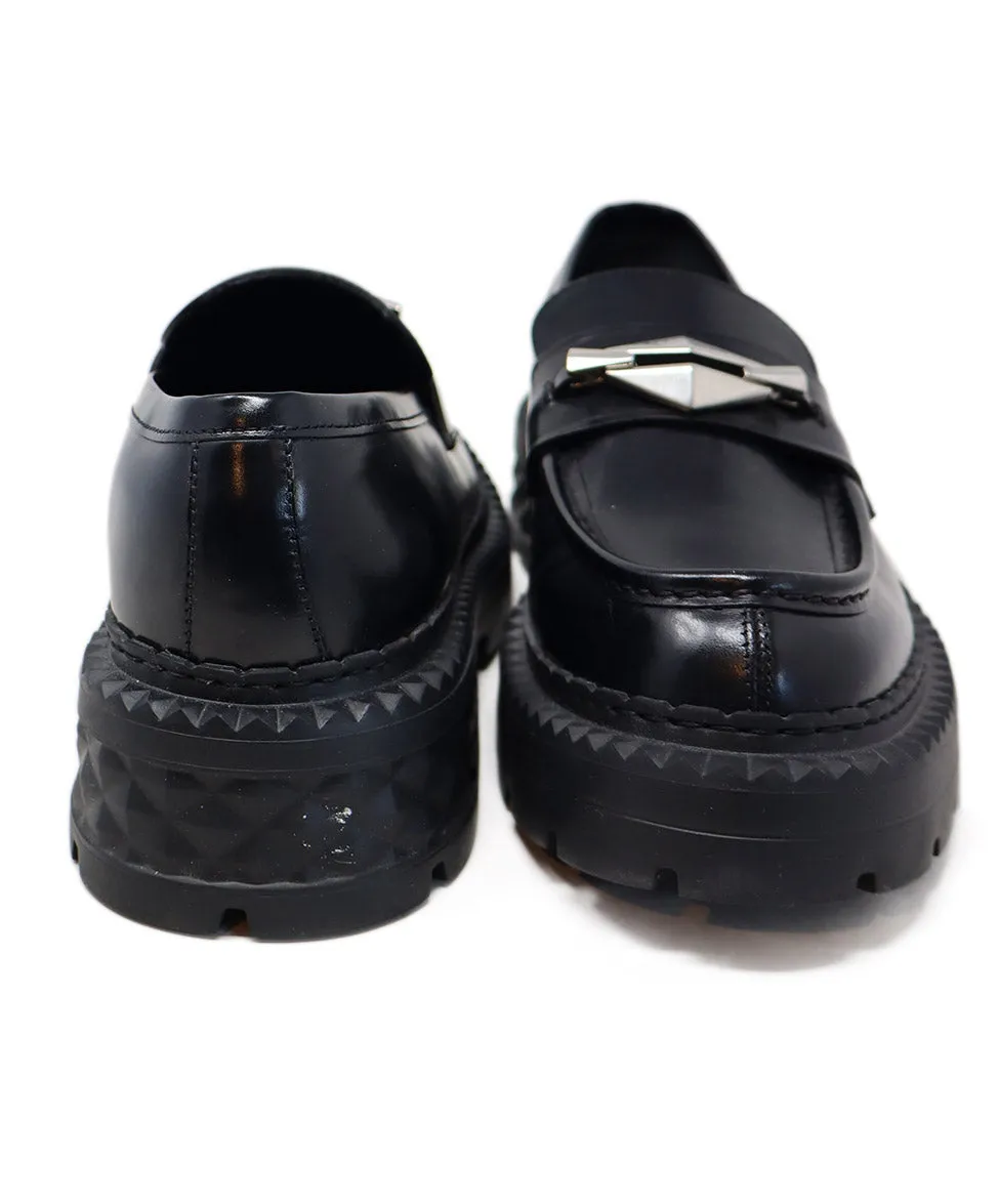 Jimmy Choo Black Leather Platform Loafers sz 9