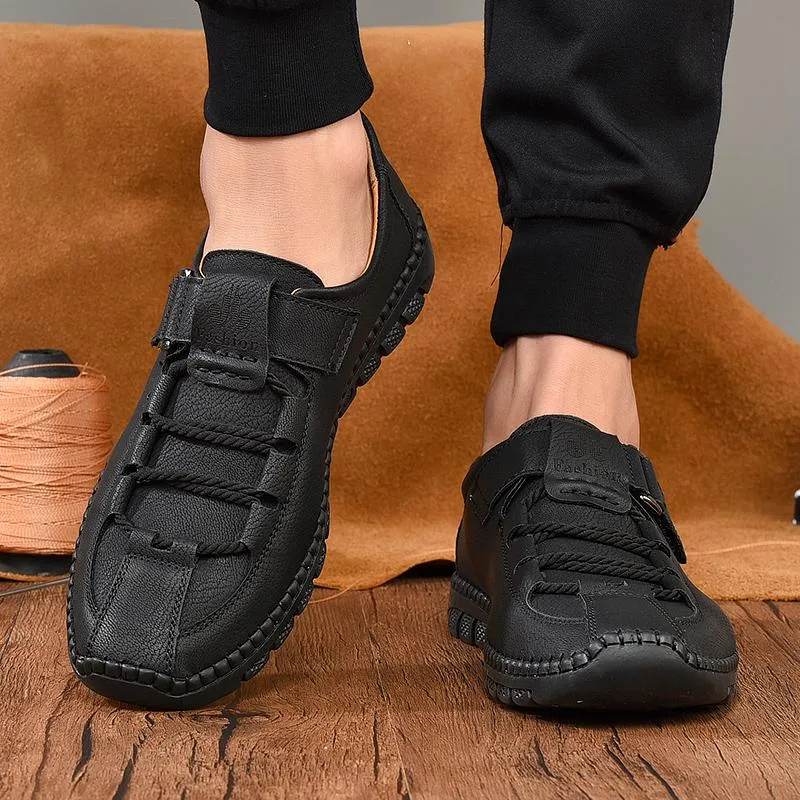Kaegreel Mens Men Handmade Casual Fashion Sneakers Genuine Leather Loafers Moccasins Breathable Slip On Shoes