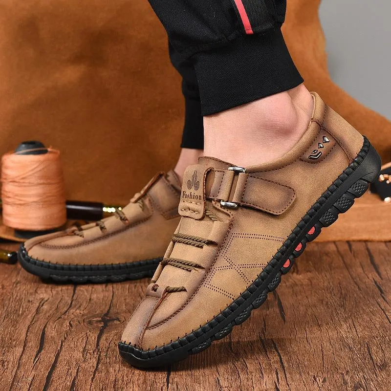 Kaegreel Mens Men Handmade Casual Fashion Sneakers Genuine Leather Loafers Moccasins Breathable Slip On Shoes